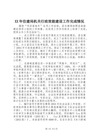 2024年住建局机关行政效能建设工作完成情况