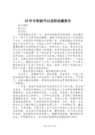 2024年专职副书记述职述廉报告