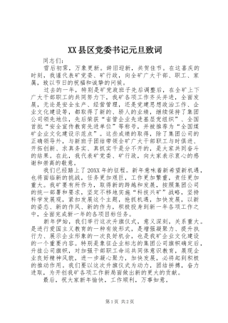 2024年县区党委书记元旦致词