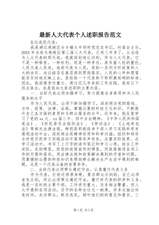 2024年最新人大代表个人述职报告范文