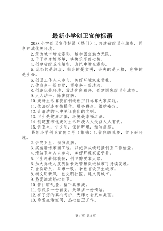 2024年最新小学创卫宣传标语