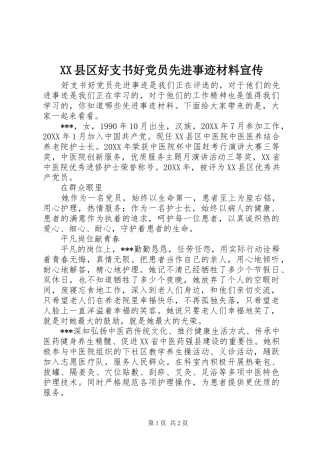 2024年县区好支书好党员先进事迹材料宣传
