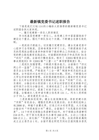 2024年最新镇党委书记述职报告