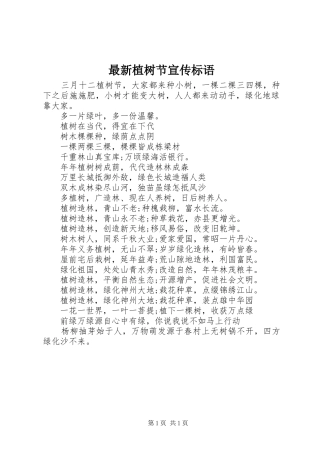 2024年最新植树节宣传标语