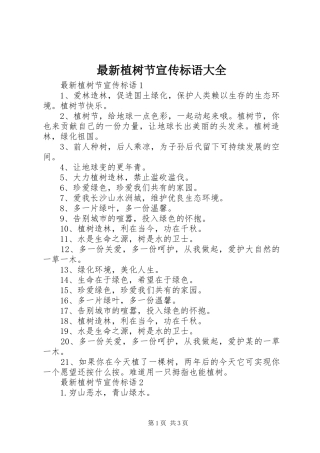 2024年最新植树节宣传标语大全