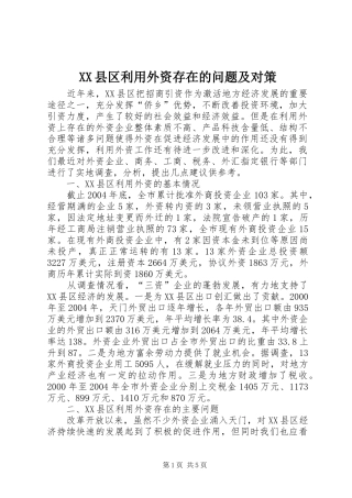 2024年县区利用外资存在的问题及对策
