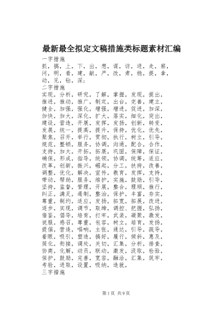 2024年最新最全拟定文稿措施类标题素材汇编