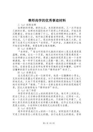 2024年尊师尚学的优秀事迹材料