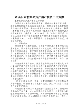 2024年县区农村集体资产清产核资工作方案