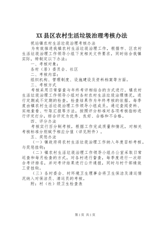 2024年县区农村生活垃圾治理考核办法