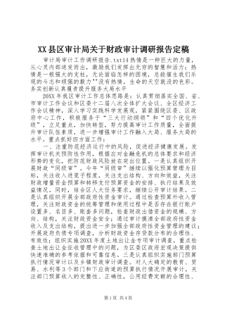2024年县区审计局关于财政审计调研报告定稿
