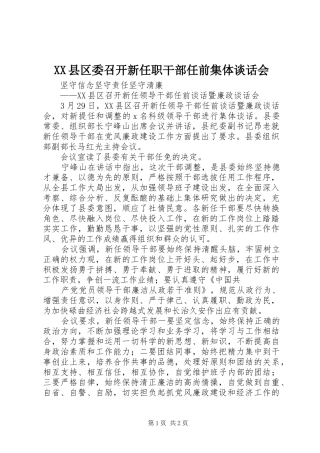 2024年县区委召开新任职干部任前集体谈话会