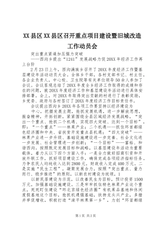 2024年县区县区召开重点项目建设暨旧城改造工作动员会