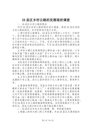 2024年县区乡村公路的发展现状调查