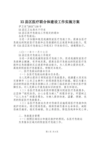 2024年县区医疗联合体建设工作实施方案
