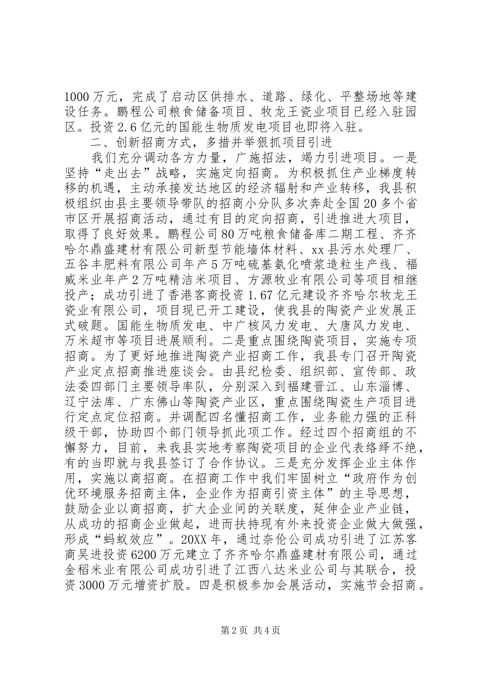 2024年县区招商引资经验交流汇报_第2页