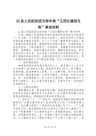 2024年县人民医院团支部申报五四红旗团支部事迹材料