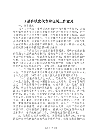 2024年县乡镇党代表常任制工作意见