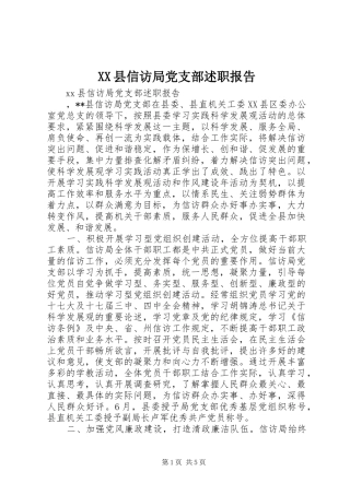 2024年县信访局党支部述职报告