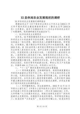 2024年县休闲农业发展现状的调研