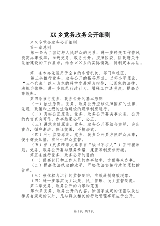 2024年乡党务政务公开细则
