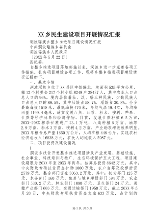 2024年乡民生建设项目开展情况汇报