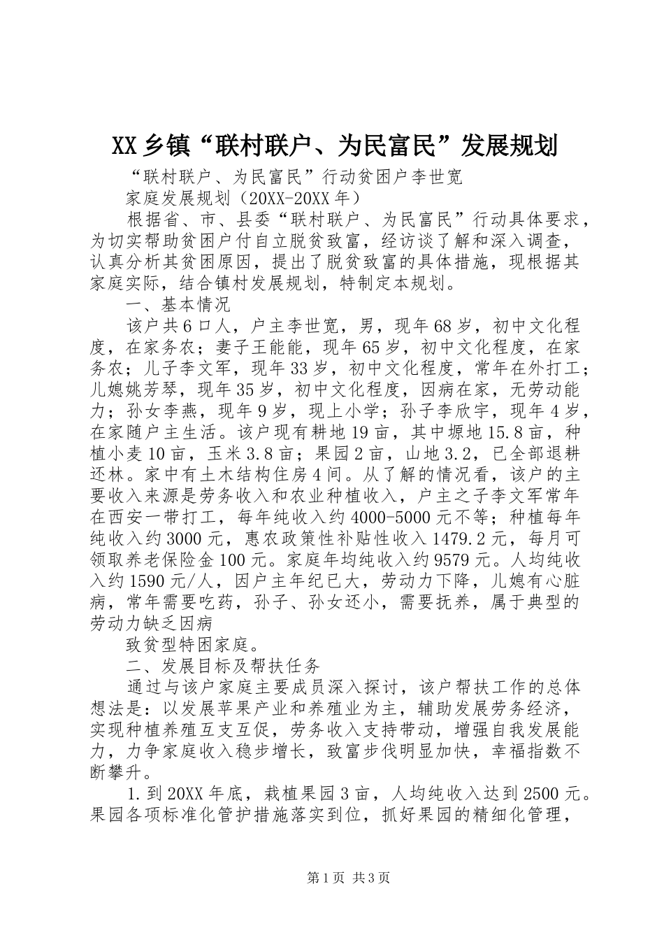 2024年乡镇联村联户为民富民发展规划_第1页