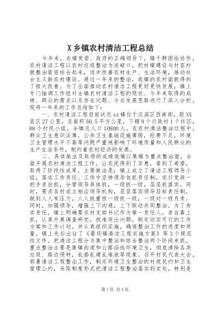 2024年乡镇农村清洁工程总结