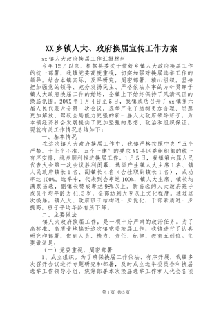 2024年乡镇人大政府换届宣传工作方案