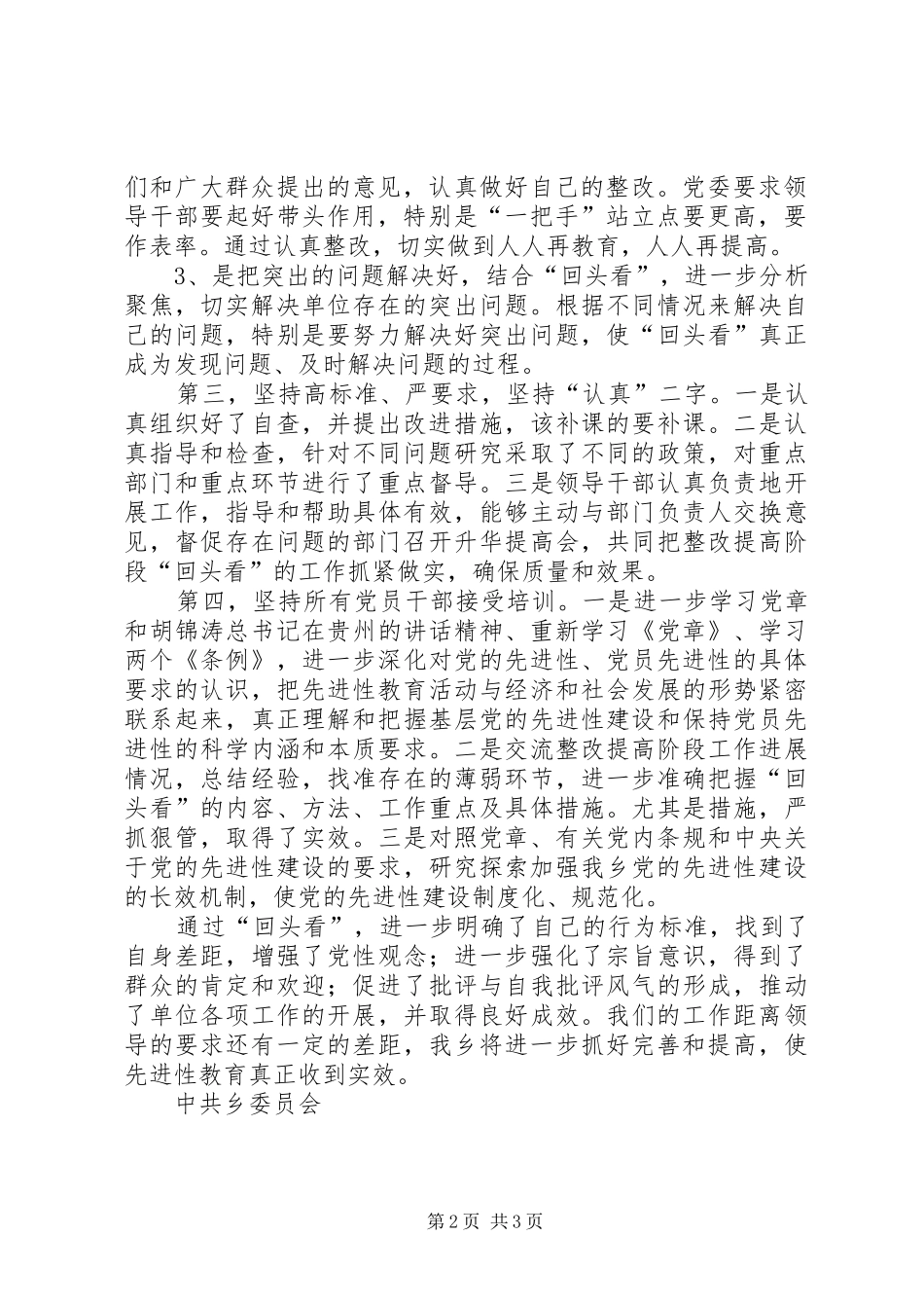 2024年乡镇整改提高回头看工作情况汇报_第2页