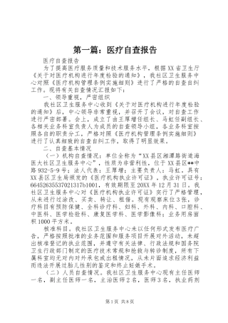 2024年医疗自查报告