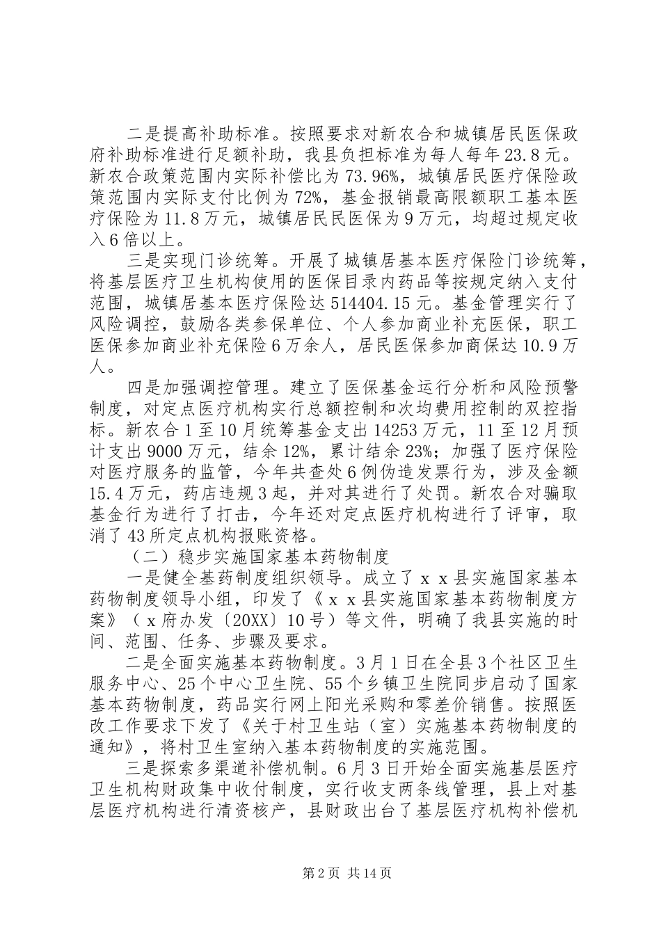 2024年医药卫生体制改革工作自查报告_第2页