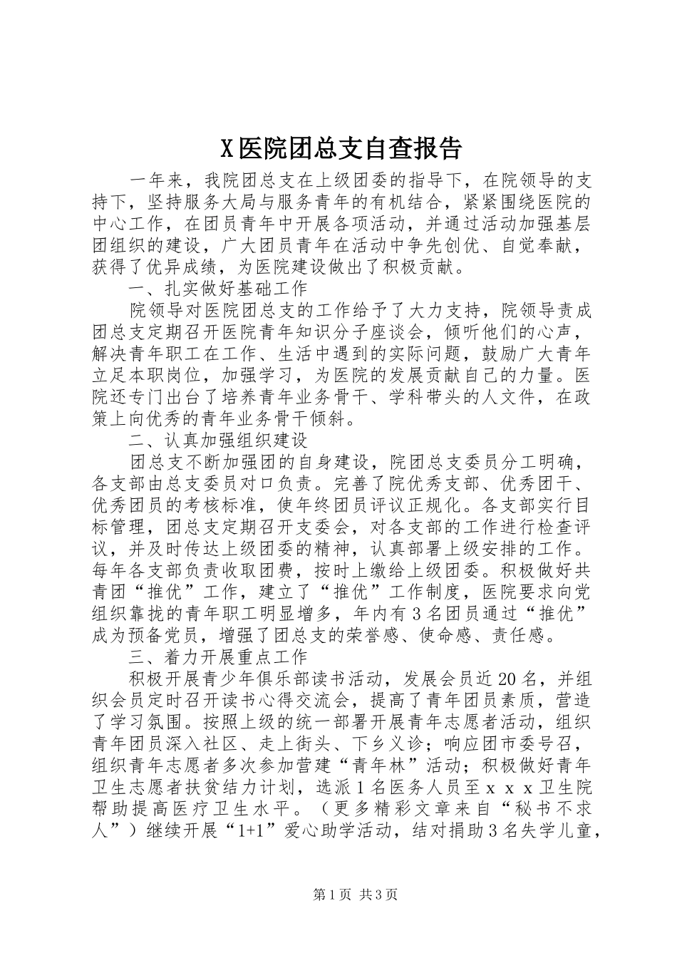 2024年医院团总支自查报告_第1页