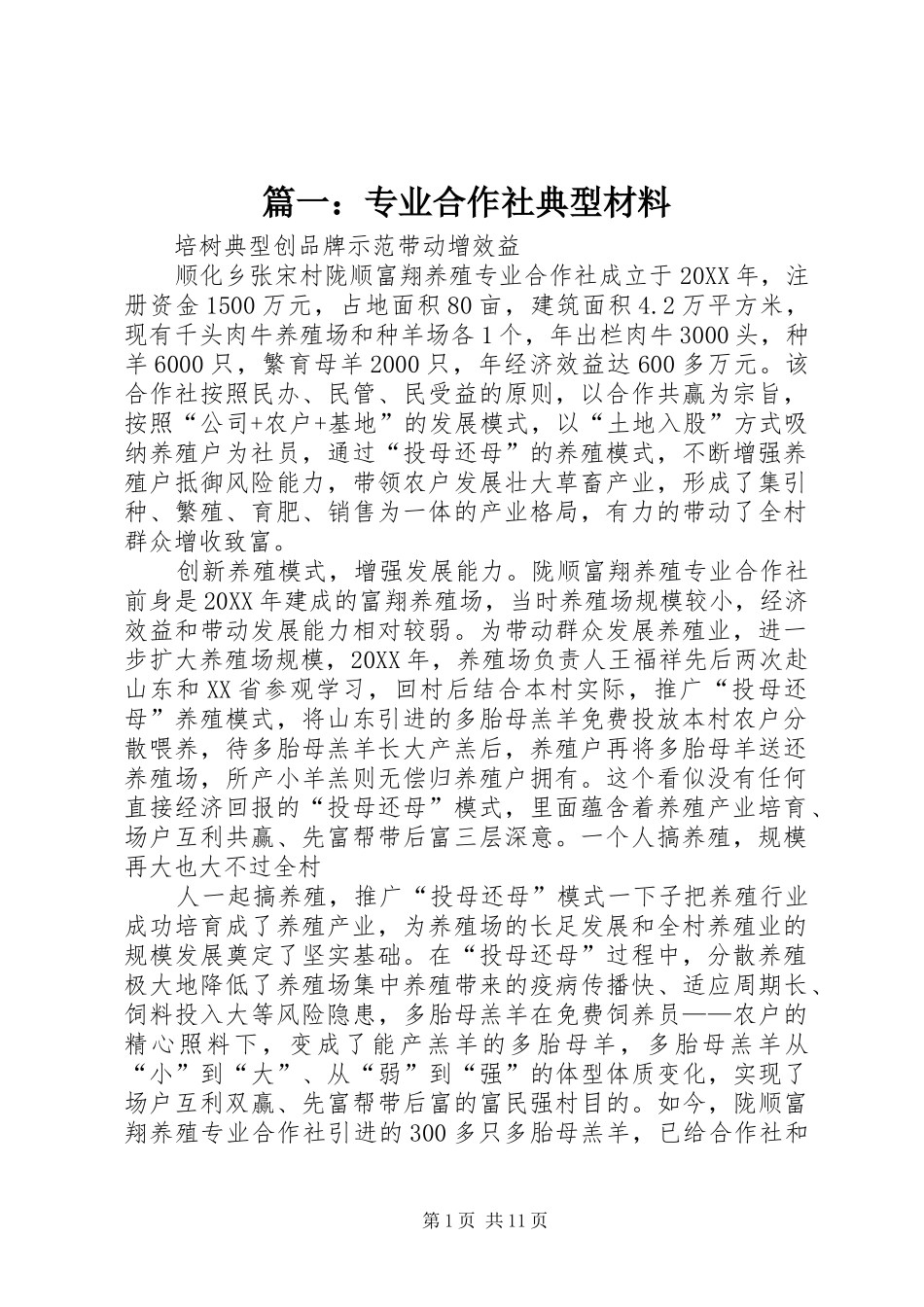 2024年专业合作社典型材料_第1页