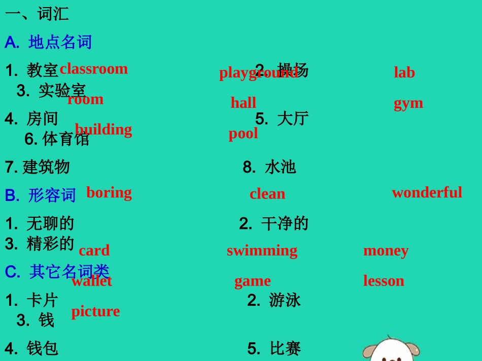 七年级英语下册 Unit 5 Our School Life Topic 2 A few students are running around the playground复习课件 （新版）仁爱版-（新版）仁爱级下册英语课件_第2页