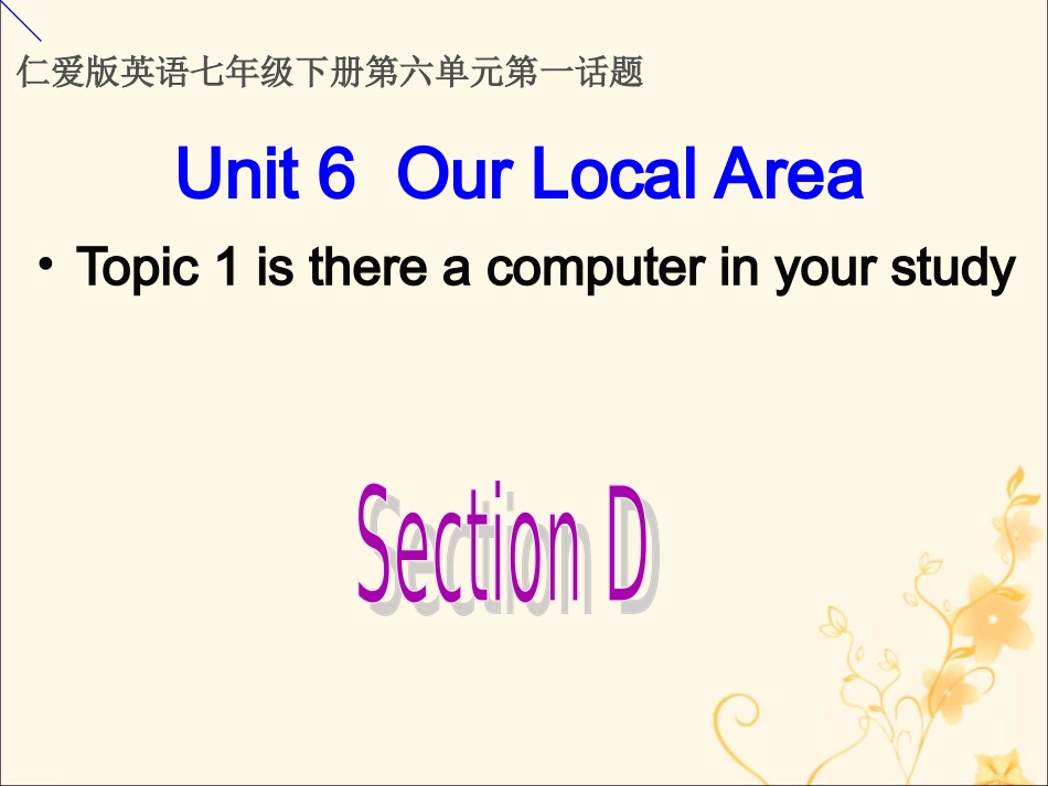 七年级英语下册 Unit 6 Our local area Topic 1 Is there a computer in your study Section D课件 （新版）仁爱版-（新版）仁爱级下册英语课件_第1页