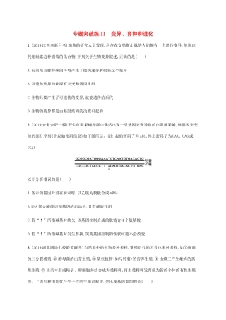 高考生物大二轮复习 专题突破练11 变异（含解析）-人教版高三生物试题