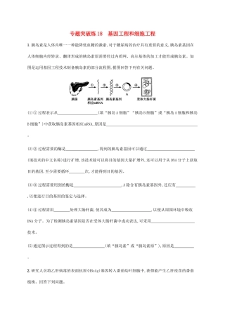 高考生物大二轮复习 专题突破练18 基因工程和细胞工程（含解析）-人教版高三生物试题