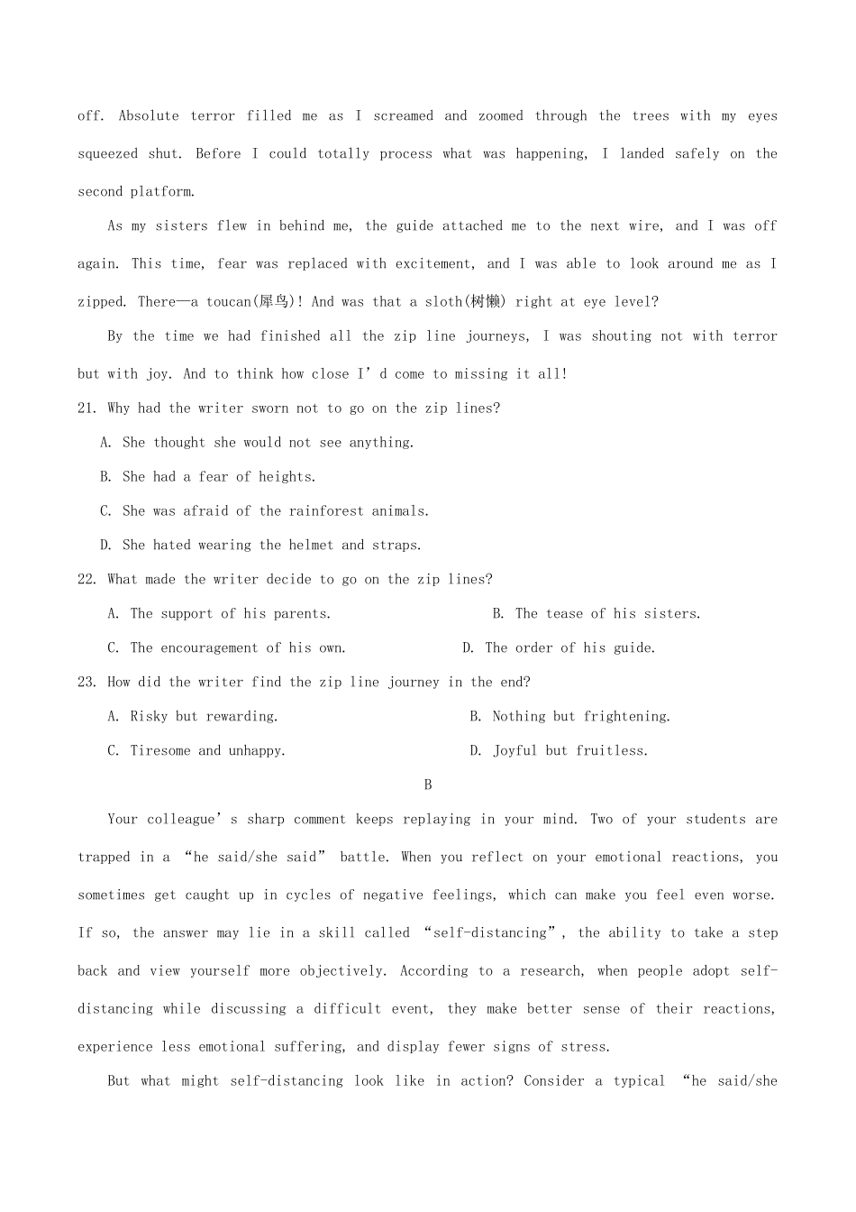 高考英语 新题型套餐练 09 完形填空阅读理解七选五（9）-人教版高三英语试题_第3页