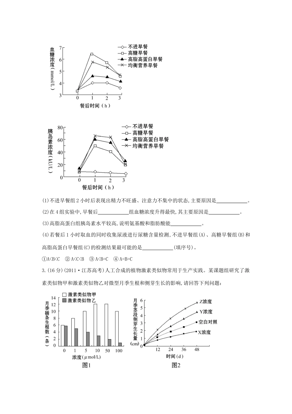 高考生物 非选择题专项突破三 生命活动的调节高考题组_第2页