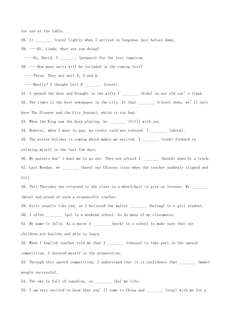 高考英语二轮复习 语法填空专项练习 专题01 时态语态（含解析）-人教版高三英语试题_第3页