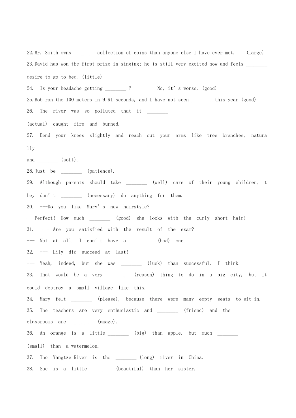 高考英语二轮复习 语法填空专项练习 专题08 形容词（含解析）-人教版高三英语试题_第3页