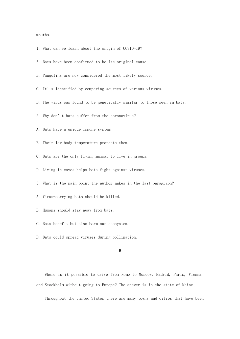 高考英语二轮专题练习（一）阅读理解专项-人教版高三英语试题_第2页