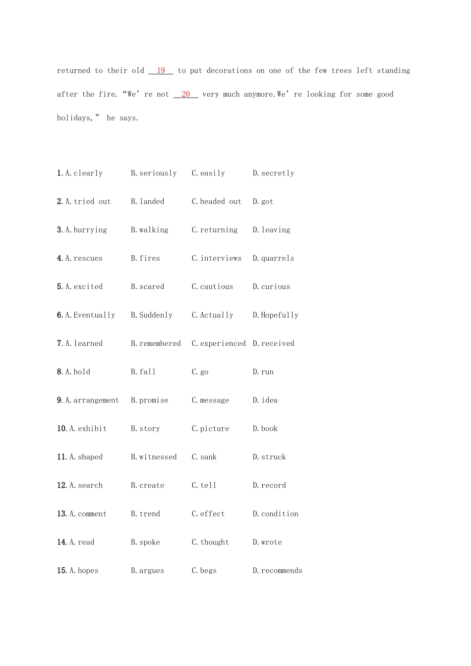 高考英语三轮复习 题型突破练 完形填空双题限时练1-人教版高三英语试题_第2页