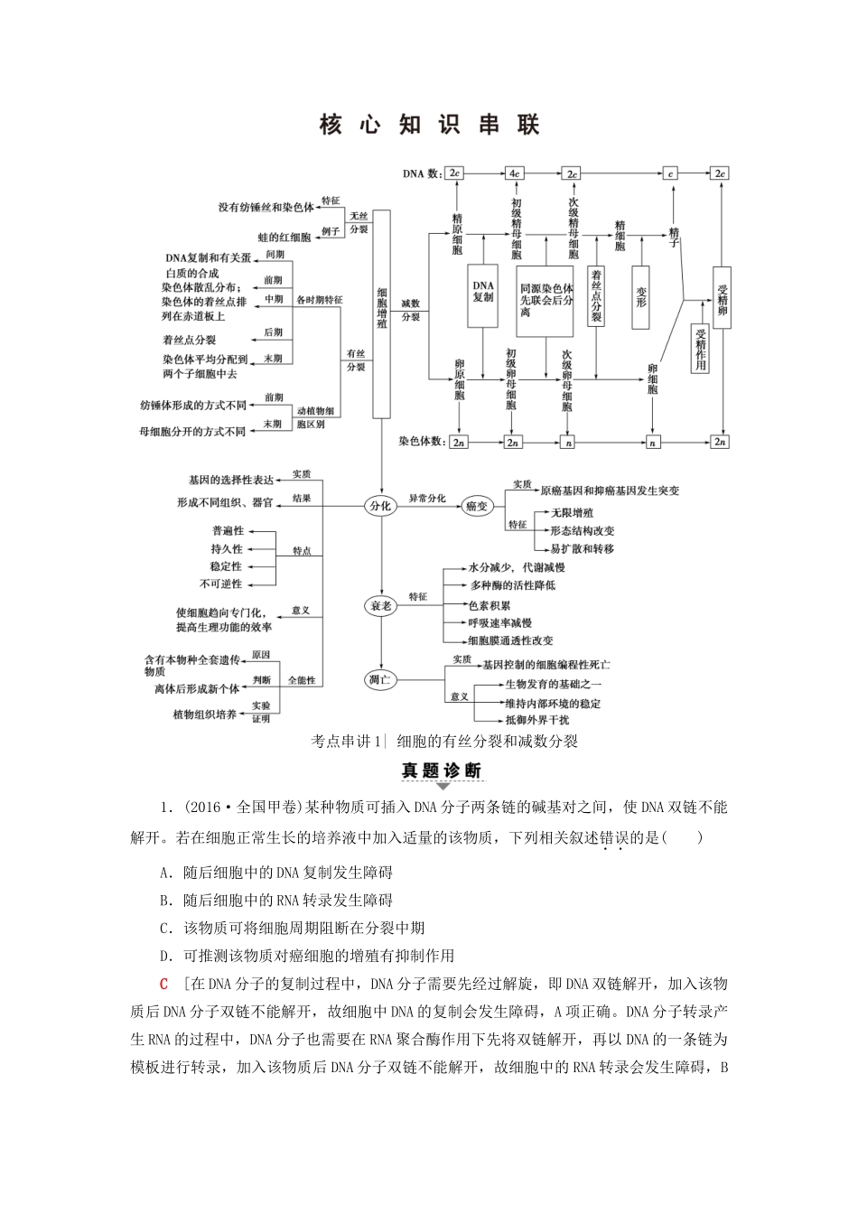 高考生物二轮复习 第1部分 板块1 代谢 专题5 细胞的生命历程-人教版高三生物试题_第2页