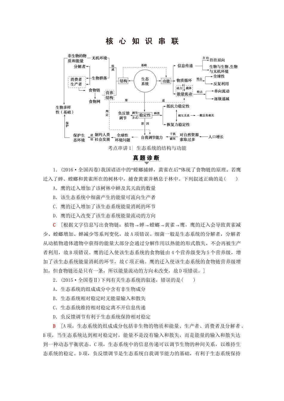 高考生物二轮复习 第1部分 板块4 生态 专题13 生态系统与环境保护-人教版高三生物试题_第2页
