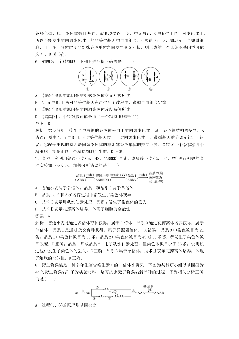 高考生物二轮复习 专题六 变异、育种和进化专题突破练-人教版高三生物试题_第3页