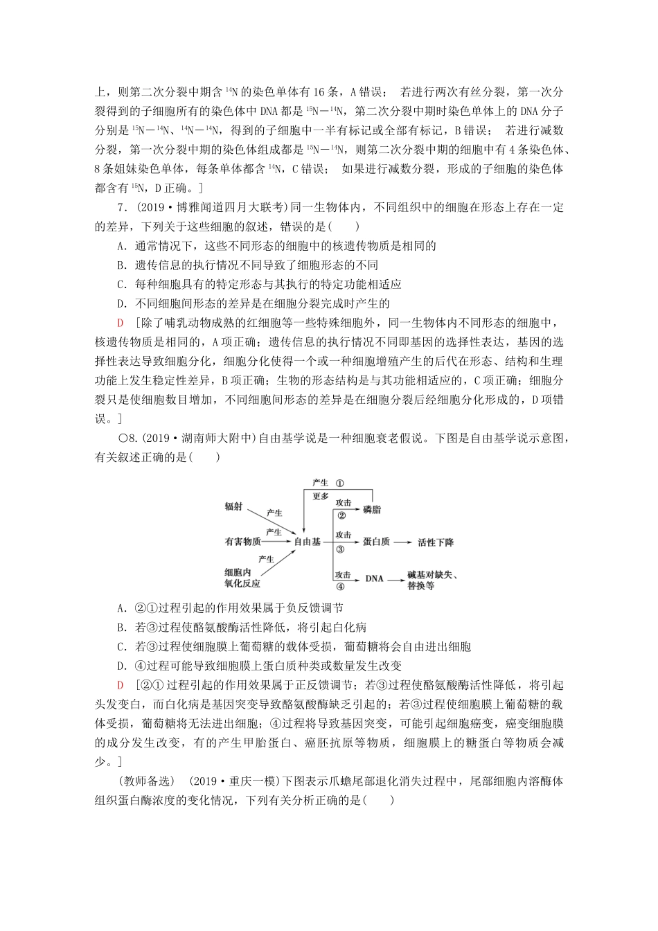 高考生物二轮复习 专题限时集训5 细胞的生命历程（含解析）-人教版高三生物试题_第3页