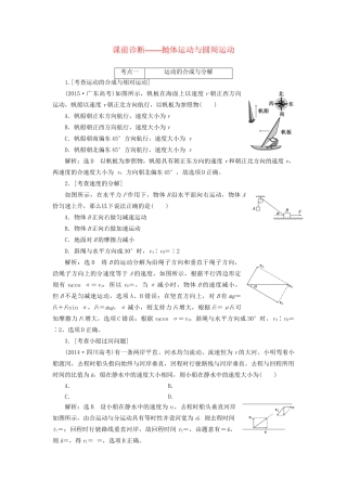 高三物理二轮复习 课前诊断-抛体运动与圆周运动-人教版高三物理试题