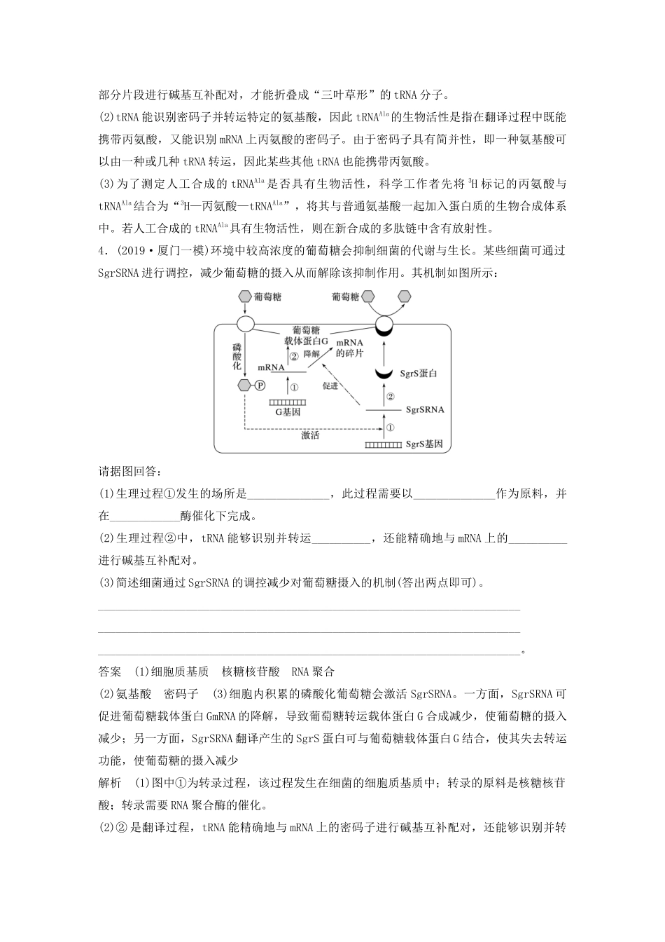 高考生物三轮冲刺 抢分专项练 专项二 简答题规范审答练（四）遗传物质基础（含解析）-人教版高三生物试题_第3页